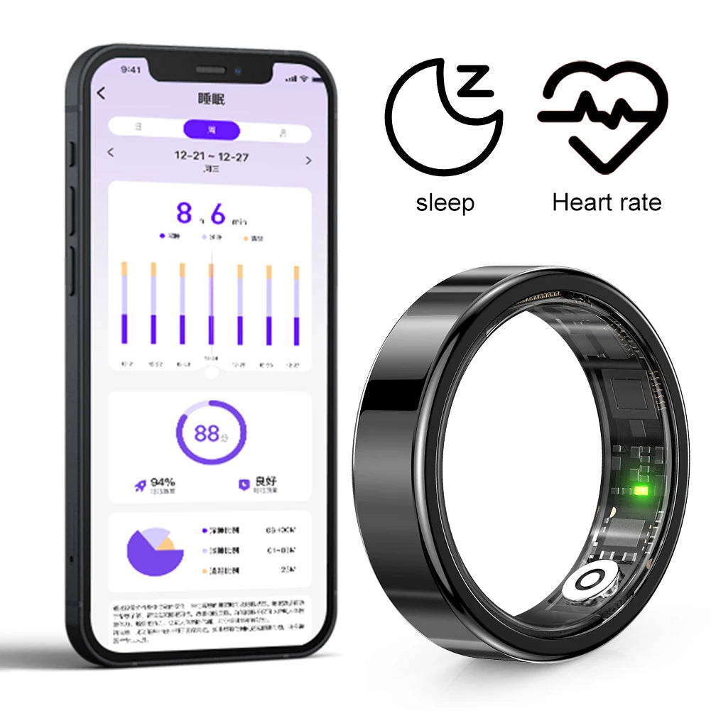 SR09 Smart Fitness Ring for Men Women Health Tracker Bluetooth 