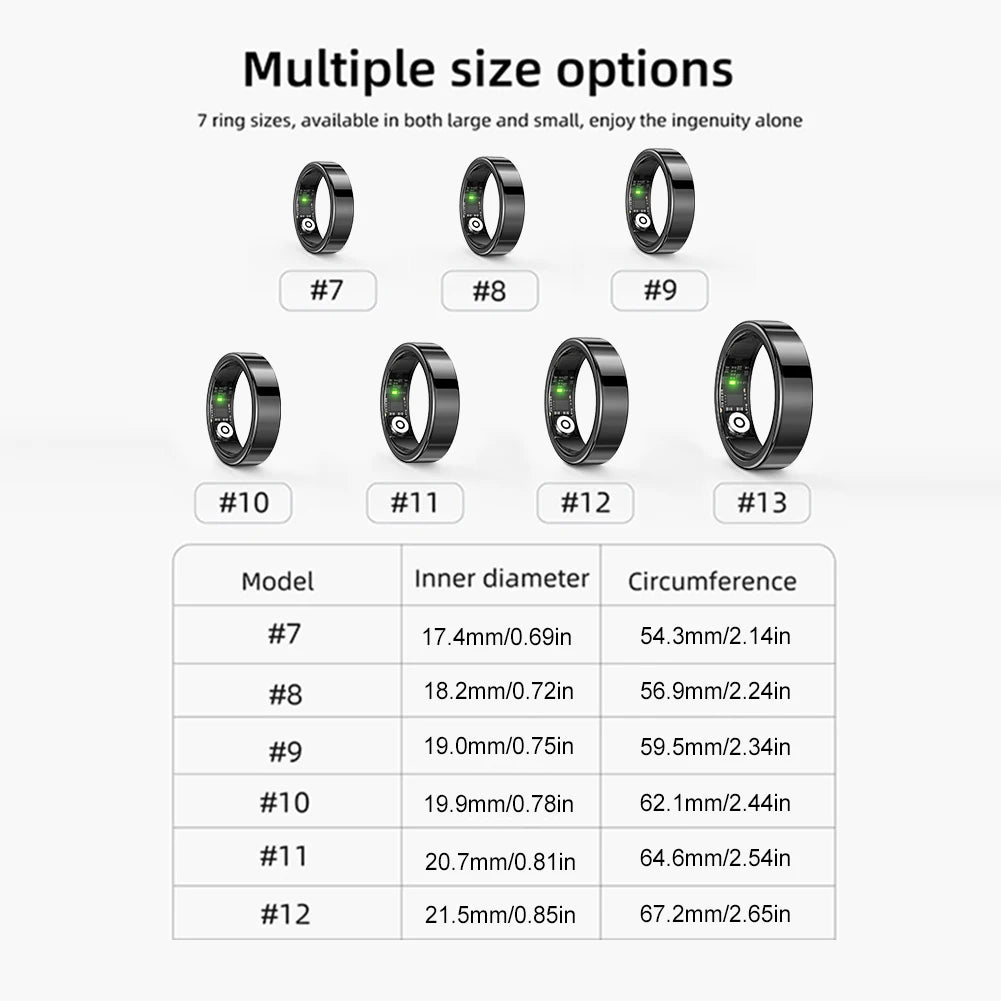 SR09 Smart Fitness Ring for Men Women Health Tracker Bluetooth 